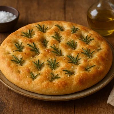 Klassische Focaccia mit Rosmarin und Meersalz