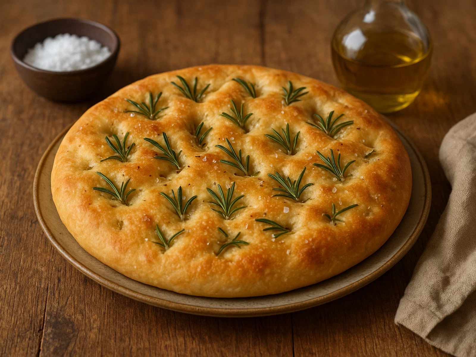 Klassische Focaccia mit Rosmarin und Meersalz