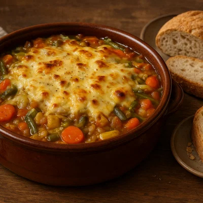 Minestrone alla Valdostana mit Fontina und Brot