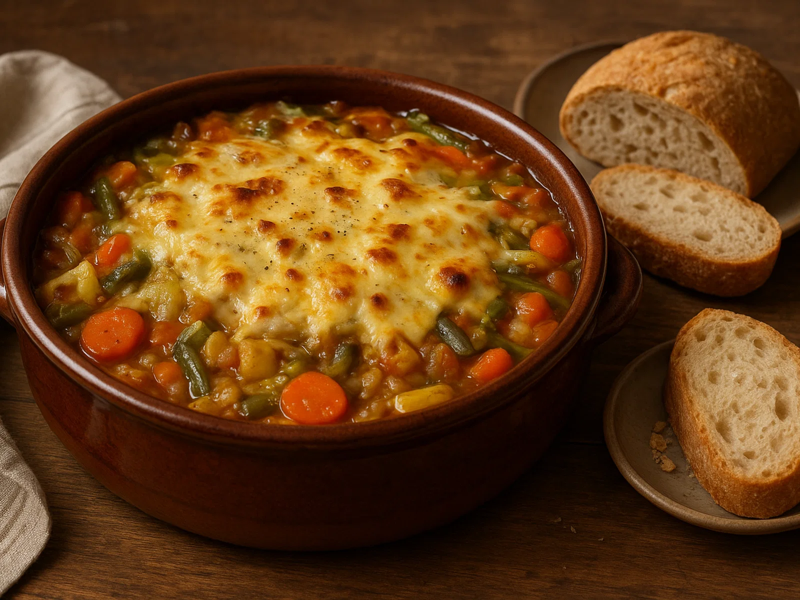 Minestrone alla Valdostana mit Fontina und Brot