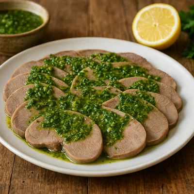 Kalbszunge in klassischer Salsa Verde (Petersiliensauce)