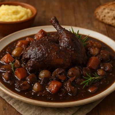 Faraona in salmì – geschmortes Perlhuhn in Rotweinmarinade