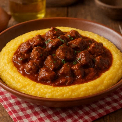 Polenta e spezzatino – Cremige Polenta mit Rindergulasch