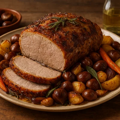 Maiale arrosto con castagne – Schweinebraten mit Kastanien