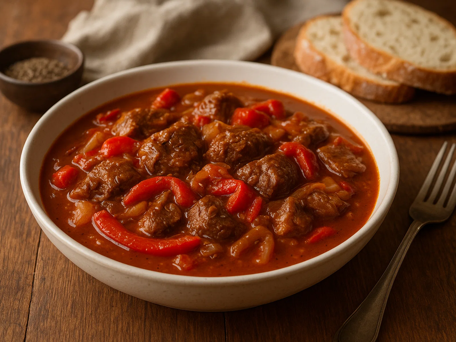 Tiroler Gulasch mit Paprika und Kümmel