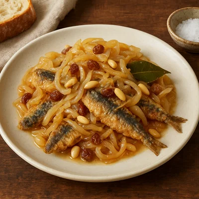 Sardoni in saor – süßsaure Sardellen mit Zwiebeln