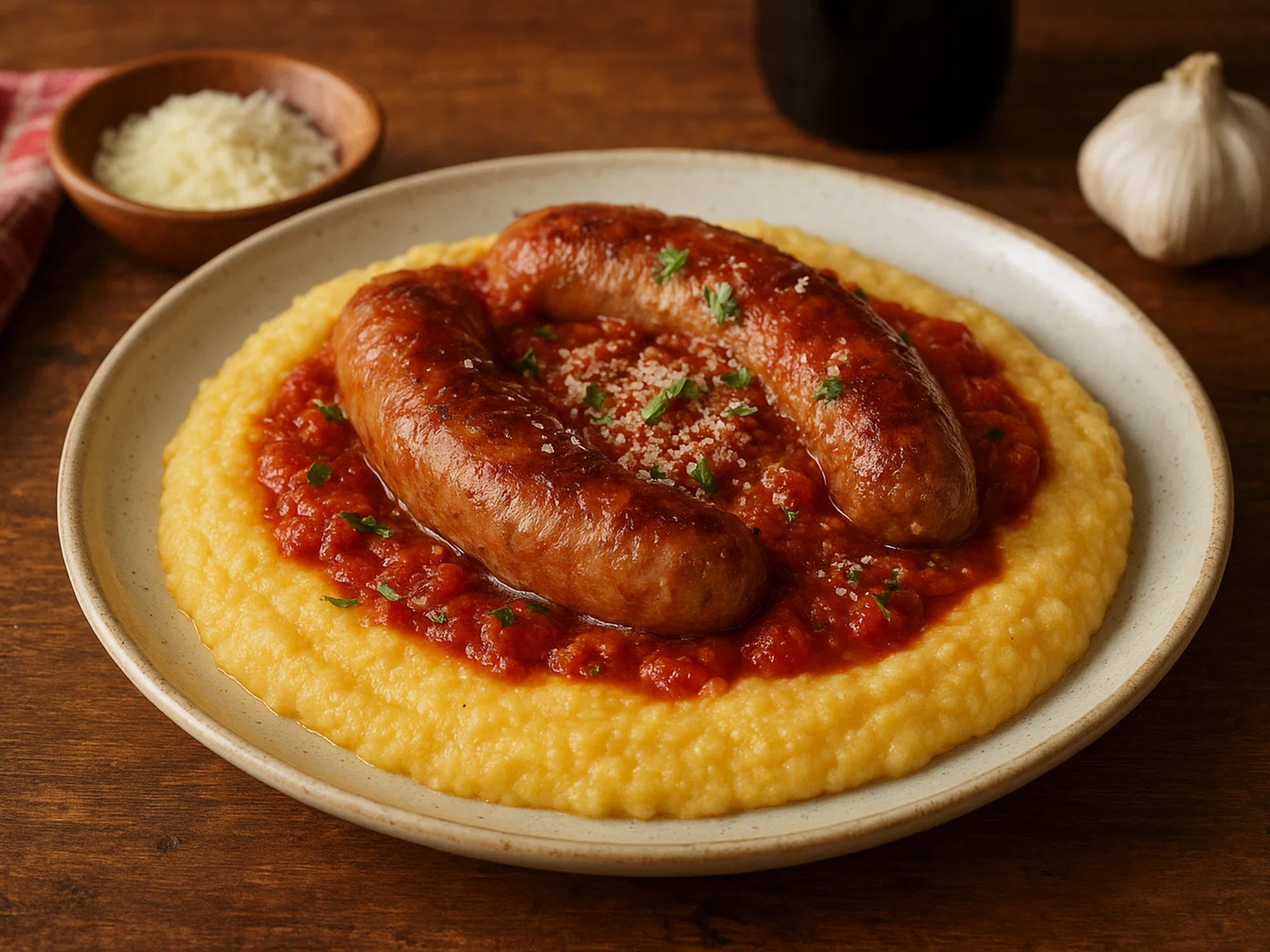 Salsiccia e Polenta – Italienische Bratwurst mit cremiger Polenta