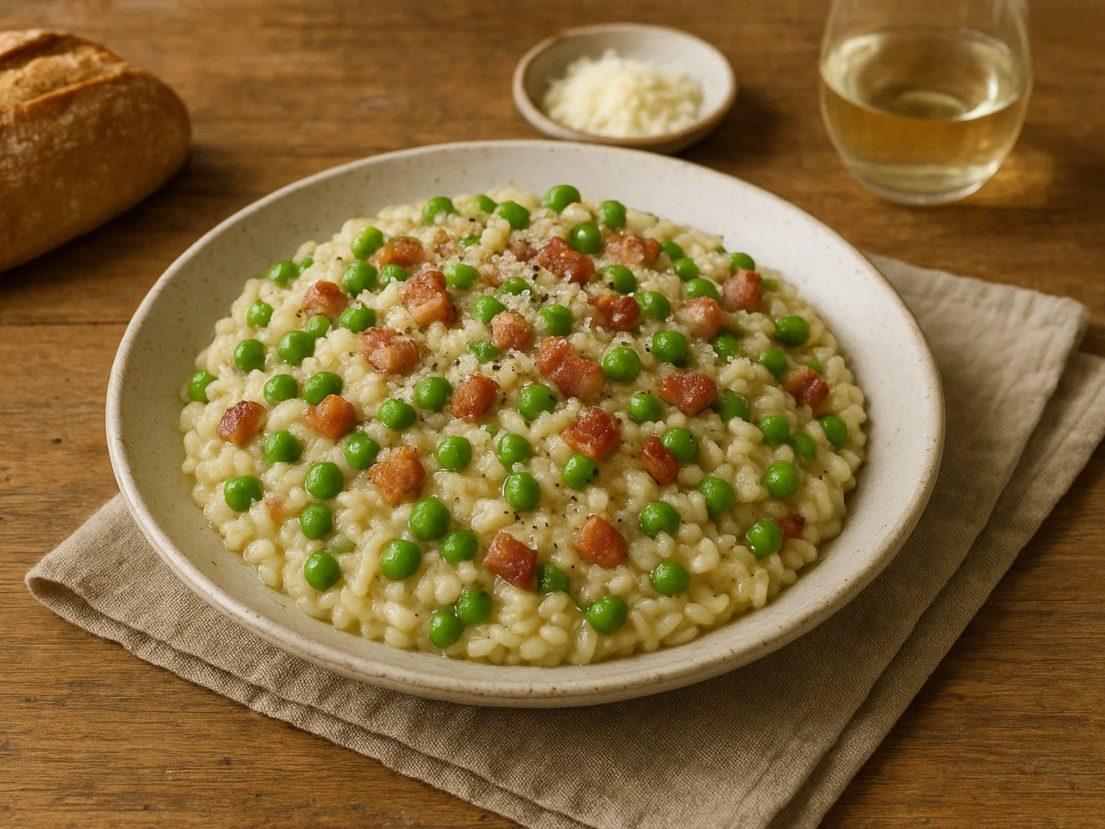Risi e Bisi con Pancetta (Reis mit Erbsen und Bauchspeck)