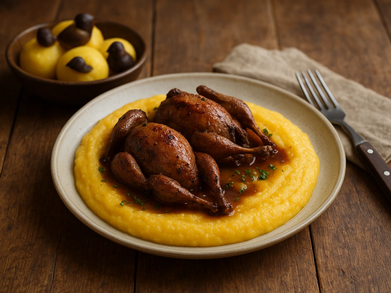 Polenta e Osei – Polenta mit Vögelchen (herzhaft oder als Marzipan-Dessert)