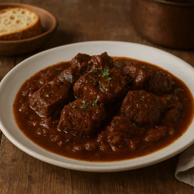 Carbonade friulana – in Rotwein geschmortes Rindfleisch