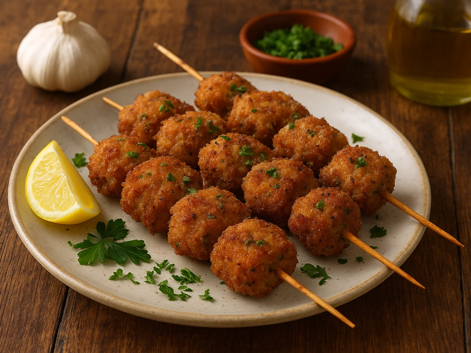 Stecchi fritti genovesi – Panierte, frittierte Fleisch‑Spießchen