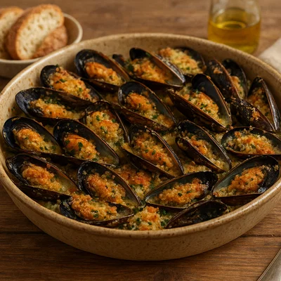 Muscoli gratinati – Überbackene Miesmuscheln
