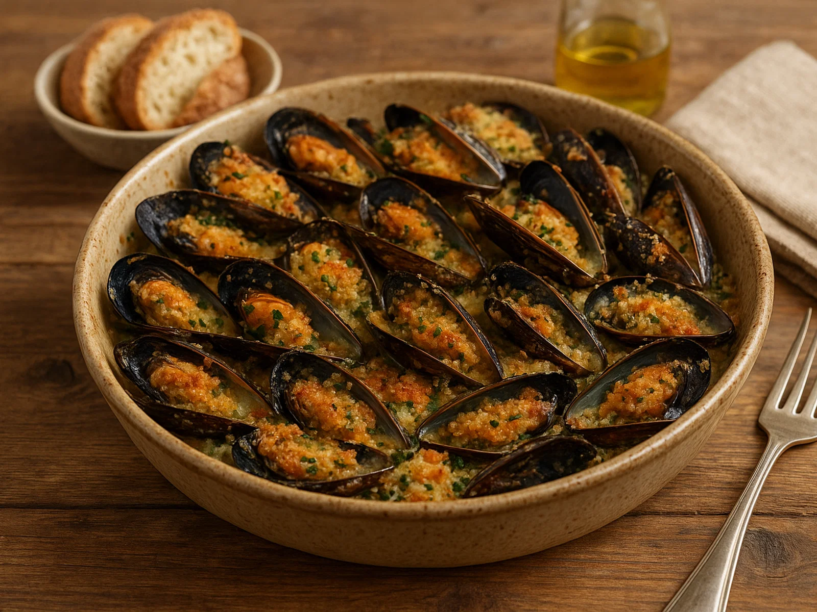 Muscoli gratinati – Überbackene Miesmuscheln