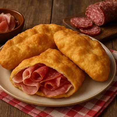 Torta fritta piacentina – Frittierte Teigkissen zu Aufschnitt