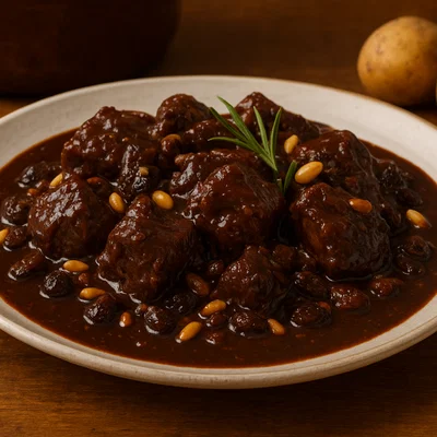 Cinghiale in dolceforte – Wildschwein in süßsaurer Schoko-Sauce
