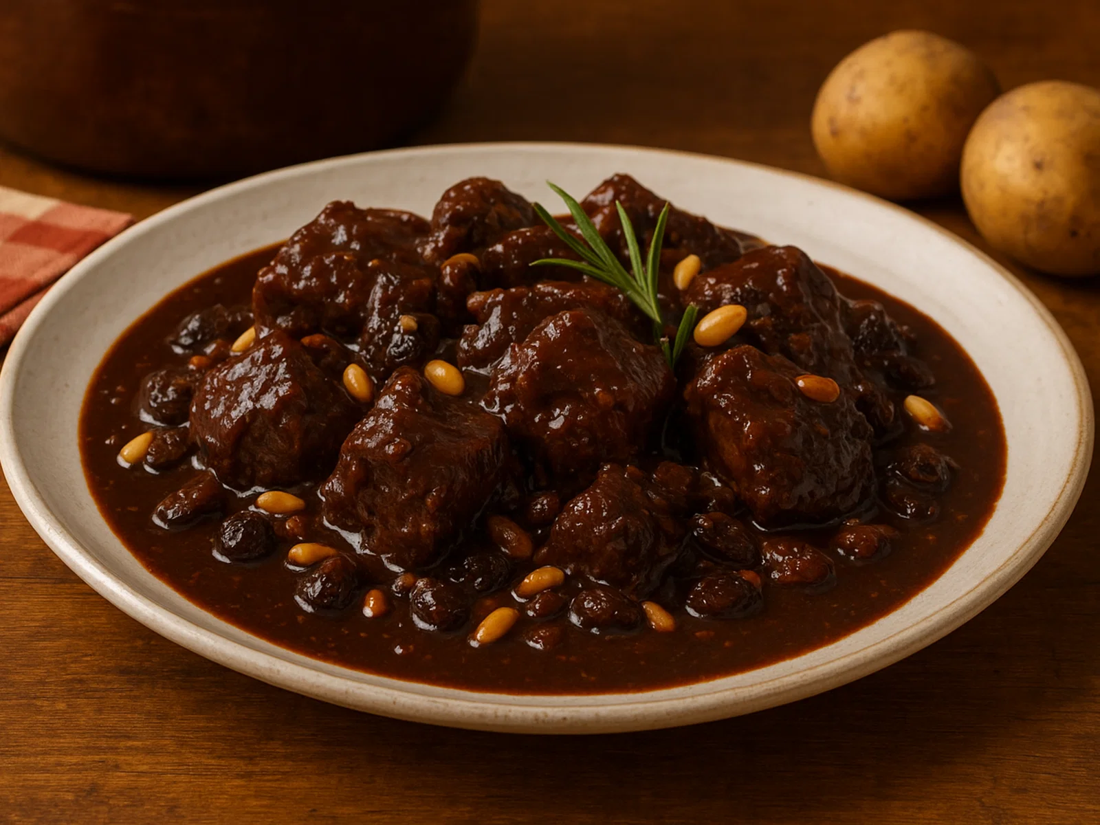 Cinghiale in dolceforte – Wildschwein in süßsaurer Schoko-Sauce