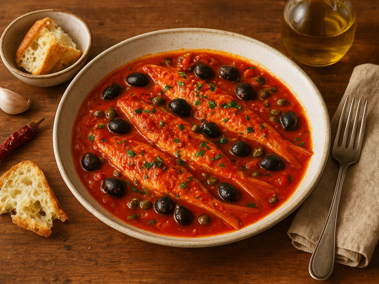 Triglie alla livornese – Rotbarben in Tomatensauce