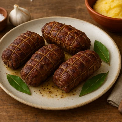 Fegatelli di maiale (Schweineleber im Netz mit Lorbeer)