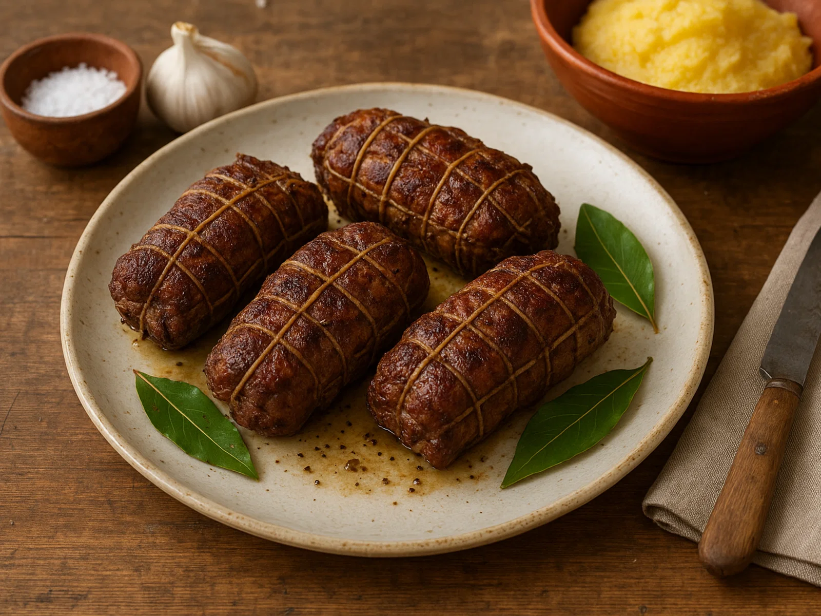Fegatelli di maiale (Schweineleber im Netz mit Lorbeer)