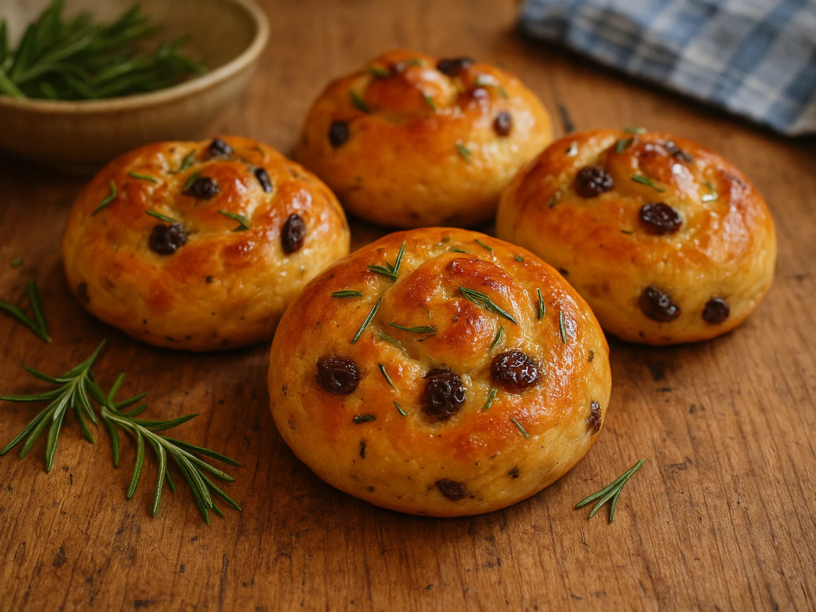 Pan di Ramerino – toskanische Rosmarin-Rosinen-Brötchen