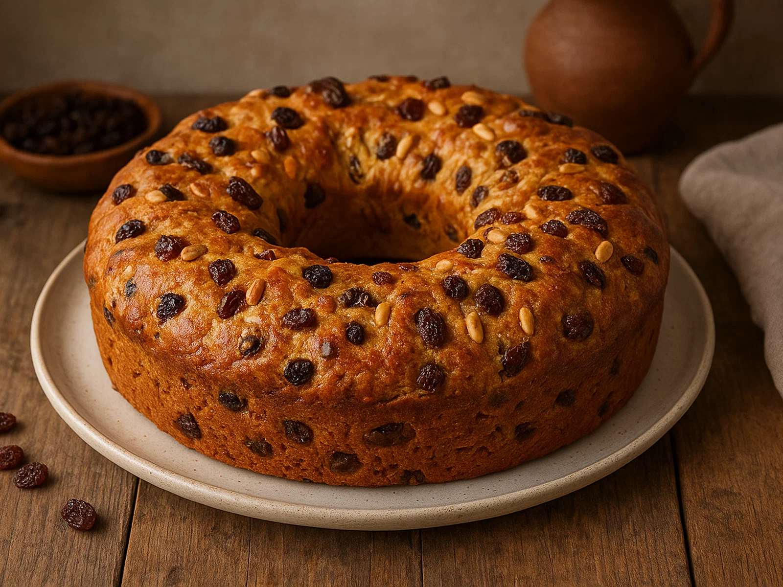 Torcolo di San Costanzo – Peruginischer Kranzkuchen mit Rosinen und Pinienkernen