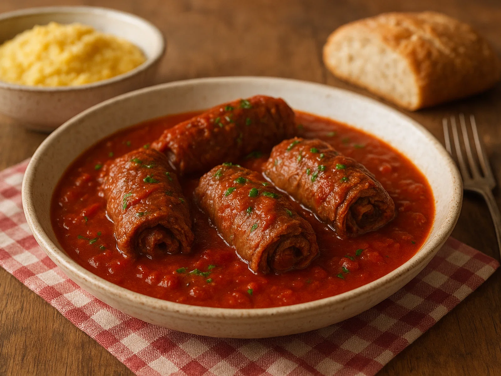 Involtini alla Romana (Römische Rinderrouladen in Tomatensauce)