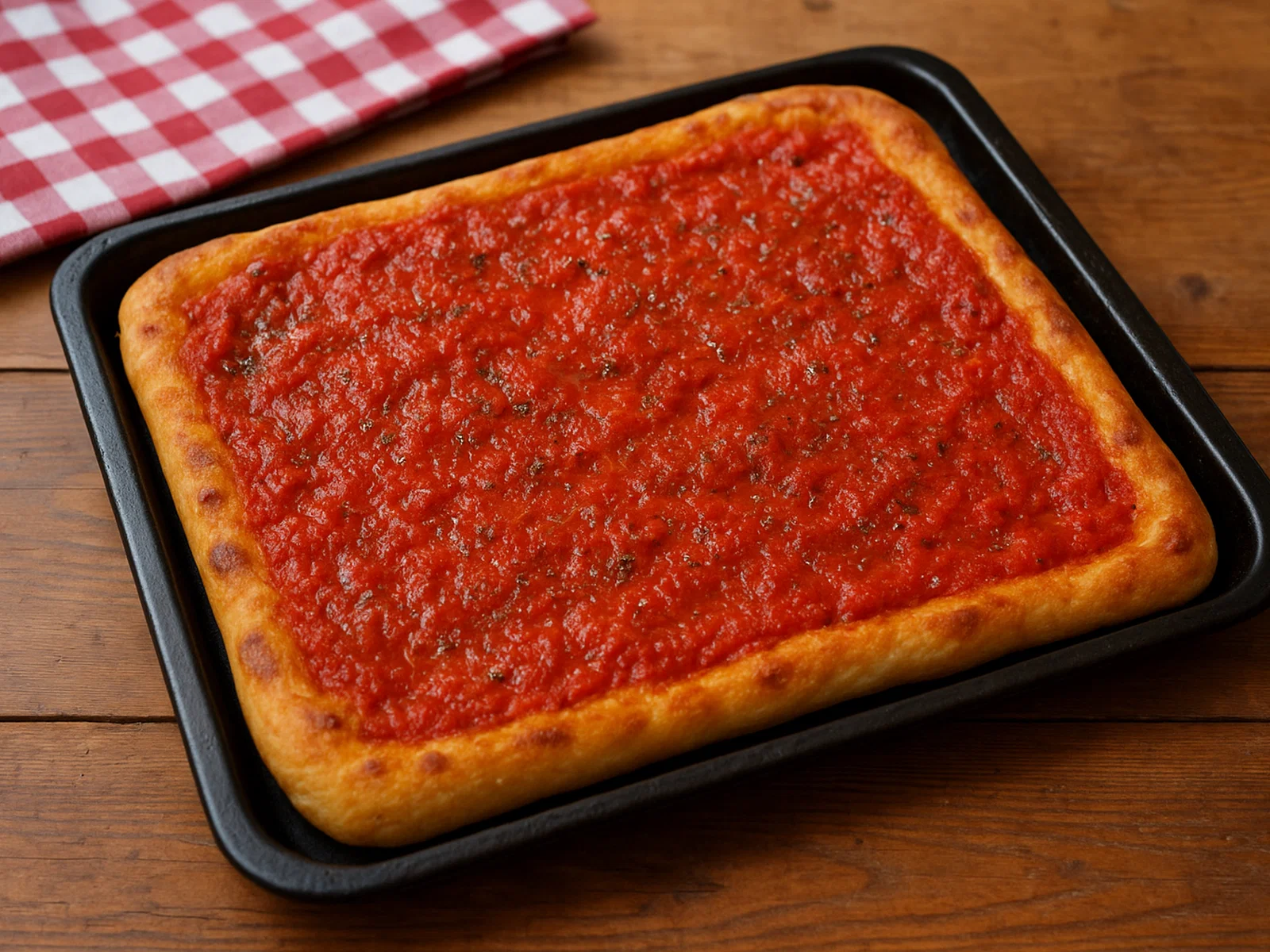 Pizza rossa al taglio – Blechpizza mit Tomatensauce