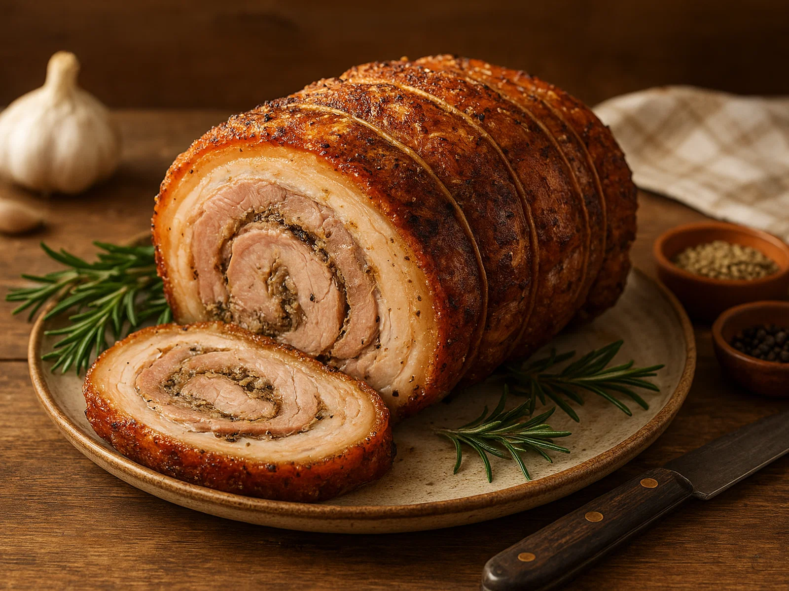Porchetta abruzzese – Gewürzter Schweinebraten