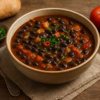 Zuppa di fagioli neri – Italienische Suppe aus schwarzen Bohnen