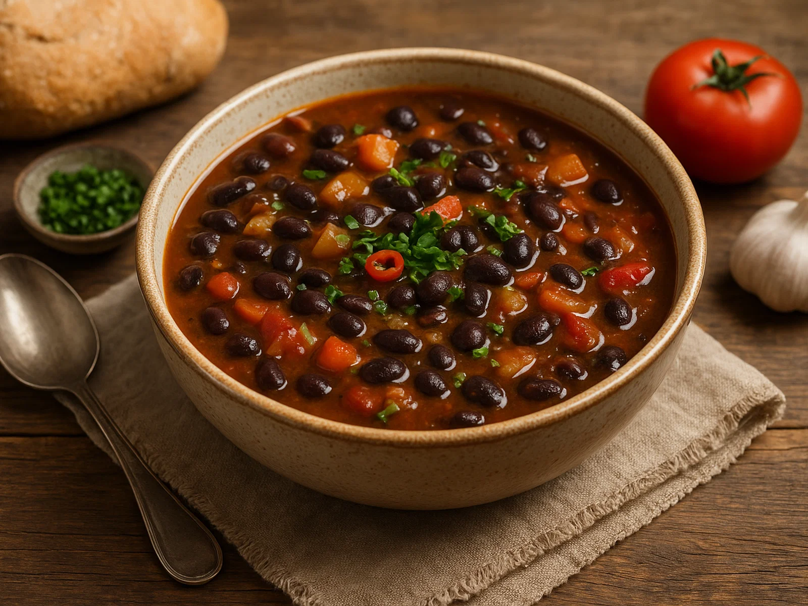Zuppa di fagioli neri – Italienische Suppe aus schwarzen Bohnen