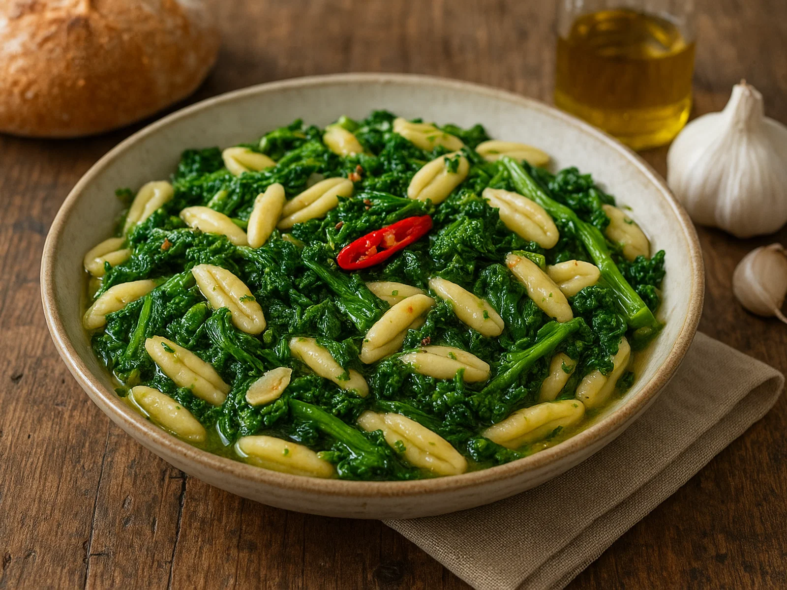 Cavatelli con cime di rapa (Cavatelli mit Stängelkohl)