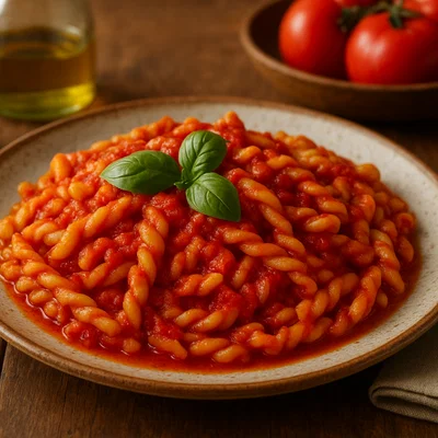 Minchiareddhi con sugo (Salentiner Nudeln mit Tomatensauce)