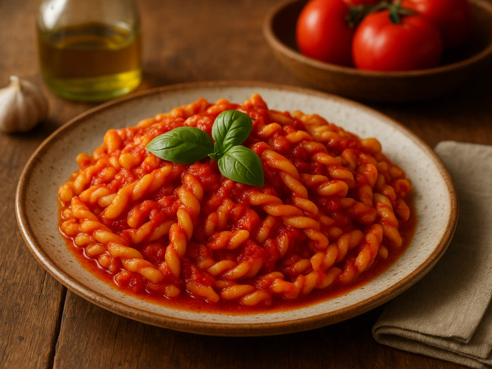 Minchiareddhi con sugo (Salentiner Nudeln mit Tomatensauce)