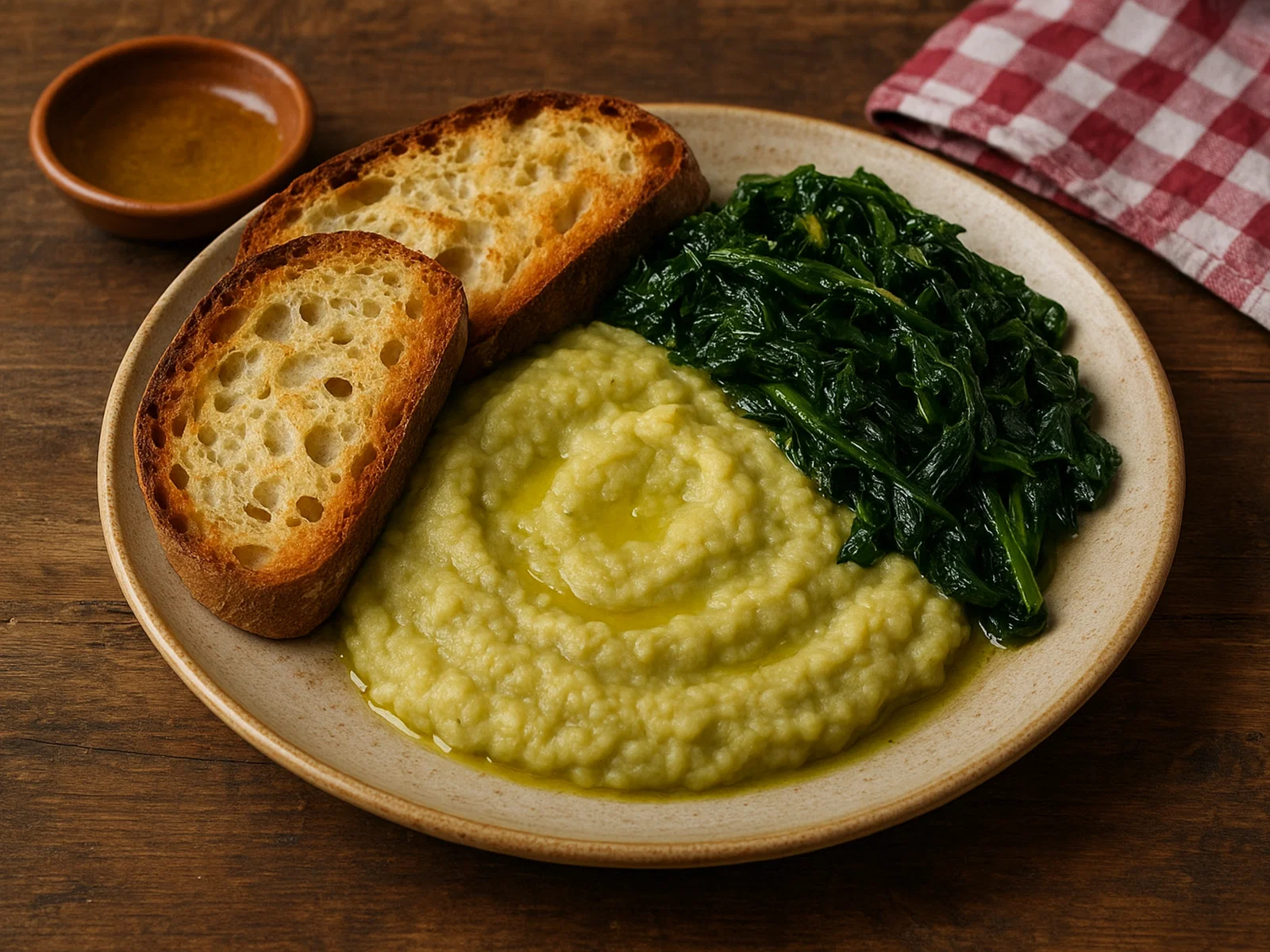 Fave e cicoria mit Altamura-Brot