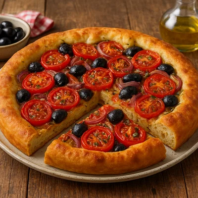 Puddica – gefüllte Focaccia barese mit Tomaten und Oliven
