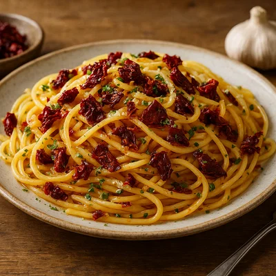 Pasta con peperoni cruschi – Pasta mit knusprigen getrockneten Paprika