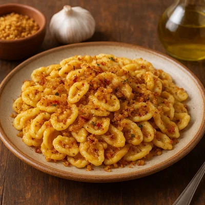 Strascinate con la mollica (gezogene Pasta mit gerösteten Bröseln)