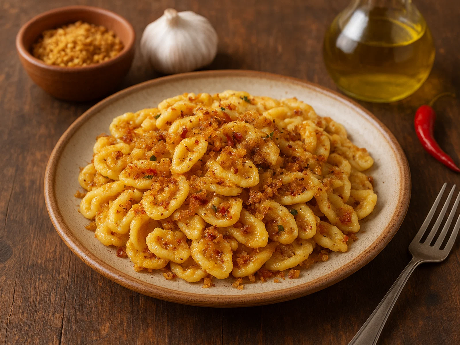 Strascinate con la mollica (gezogene Pasta mit gerösteten Bröseln)