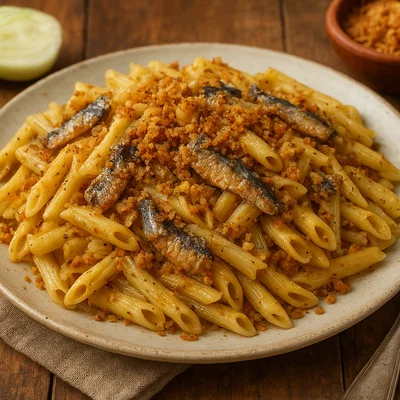 Pasta alla palermitana mit Sardellen, Fenchel & Bröseln