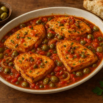 Pesce spada alla ghiotta – Schwertfisch mit Tomaten, Oliven und Kapern