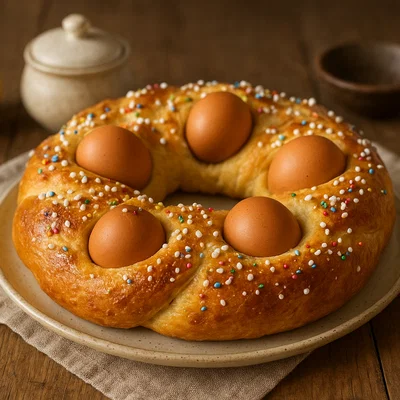 Ciambella con le uova siciliana – italienischer Osterkranz mit Ei
