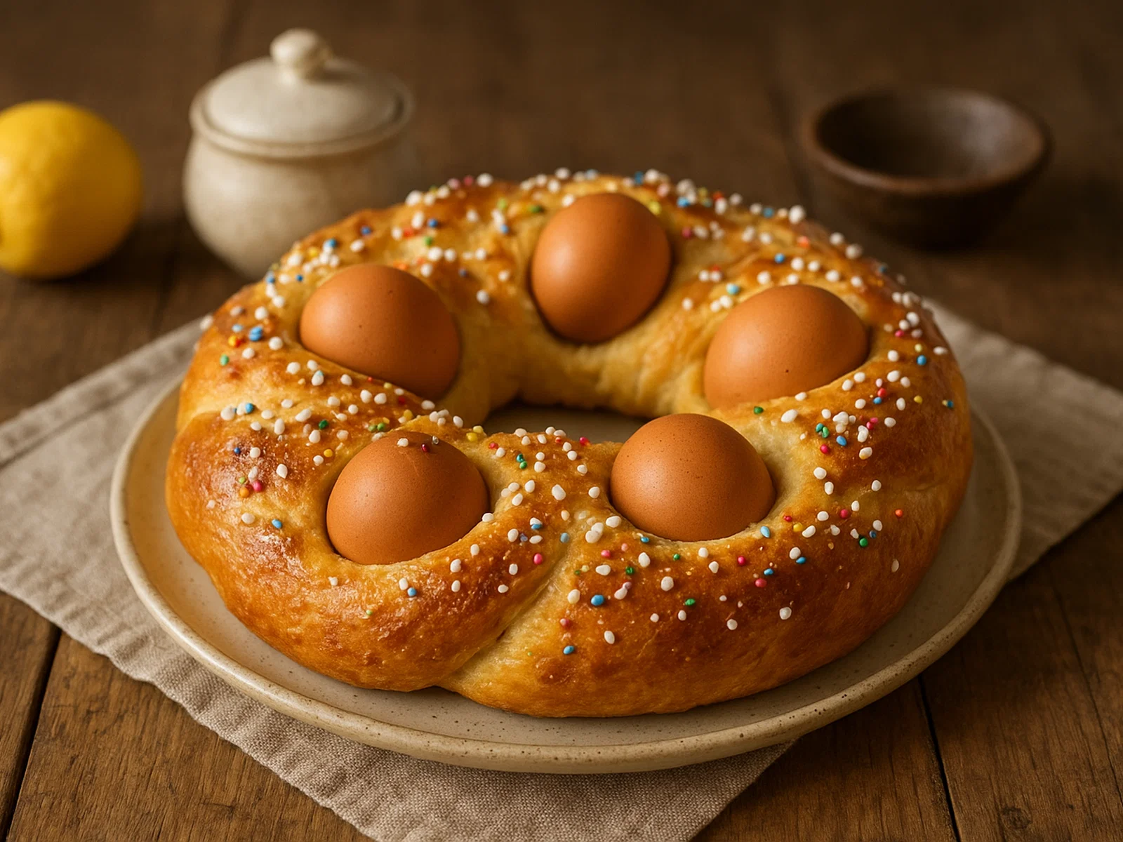 Ciambella con le uova siciliana – italienischer Osterkranz mit Ei