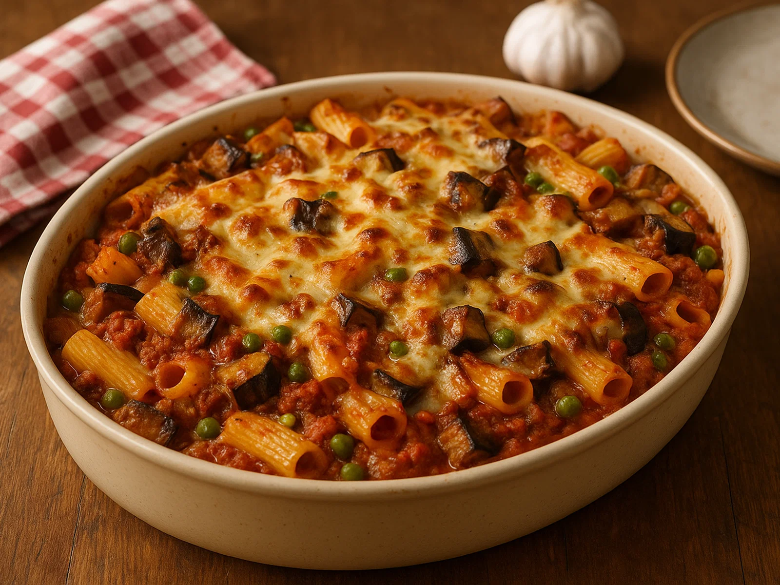 Pasta ’ncasciata (überbackene Pasta mit Auberginen und Fleisch)