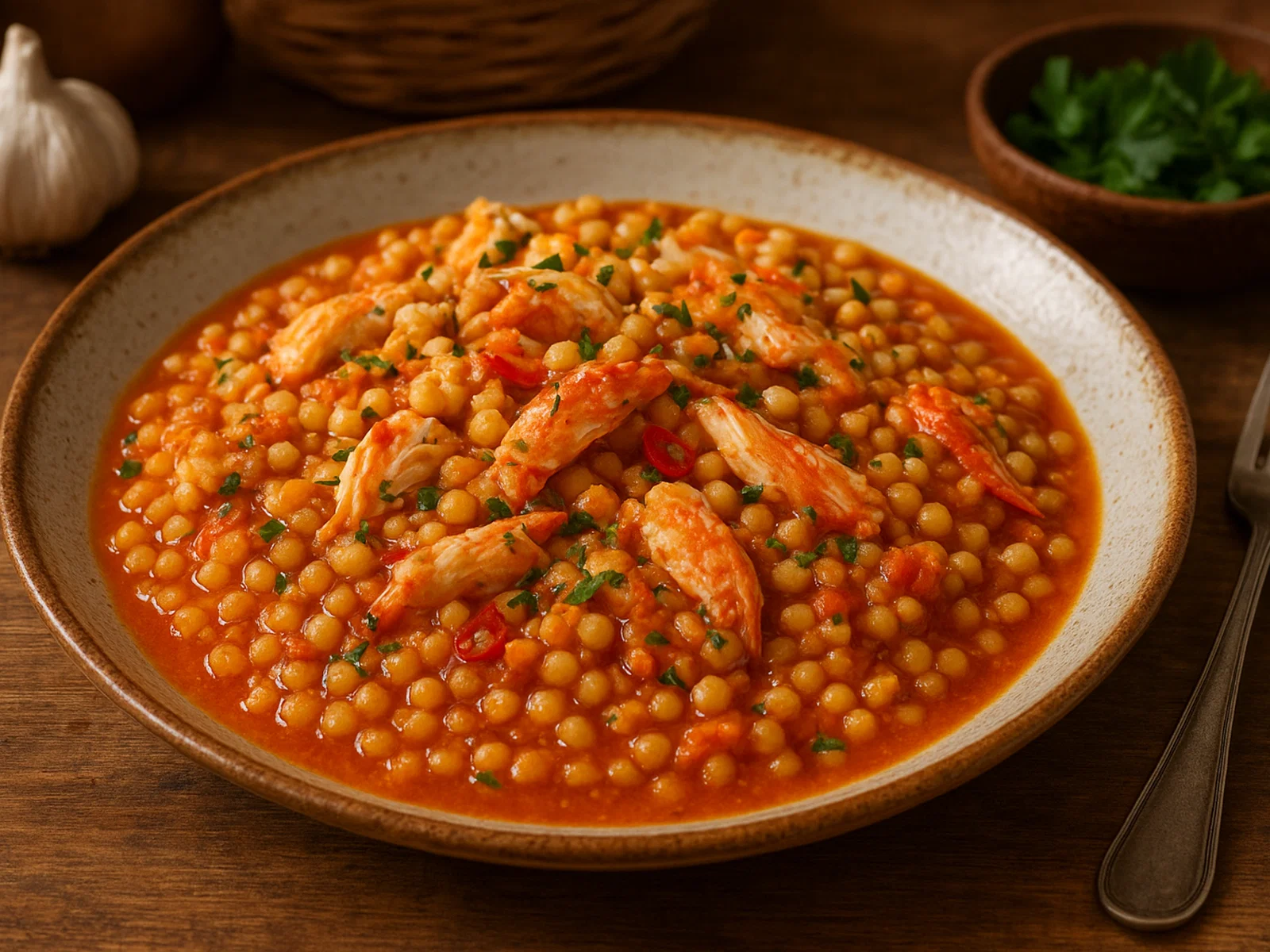 Fregola con Granchio – Sardische Fregola mit Krebs