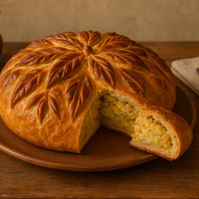 Coccoi prena – sardisches gefülltes Festbrot