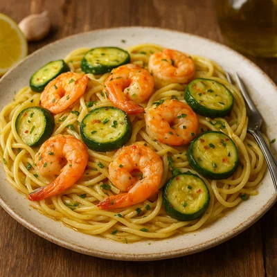 Pasta con gamberi e zucchine
