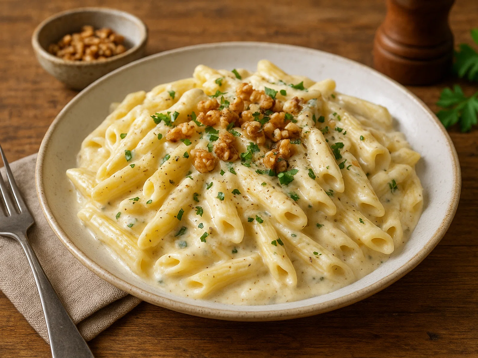 Pasta al Gorgonzola in cremiger Sahnesauce