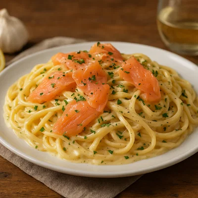 Pasta con salmone affumicato (Pasta mit Räucherlachs)