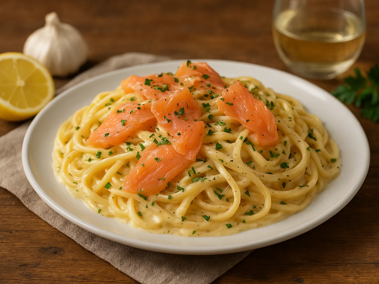Pasta con salmone affumicato (Pasta mit Räucherlachs)