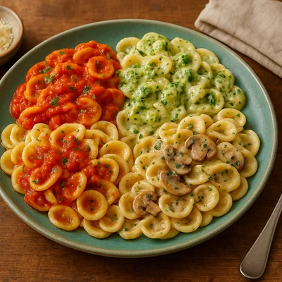 Orecchiette varie – Öhrchennudeln in drei Saucen